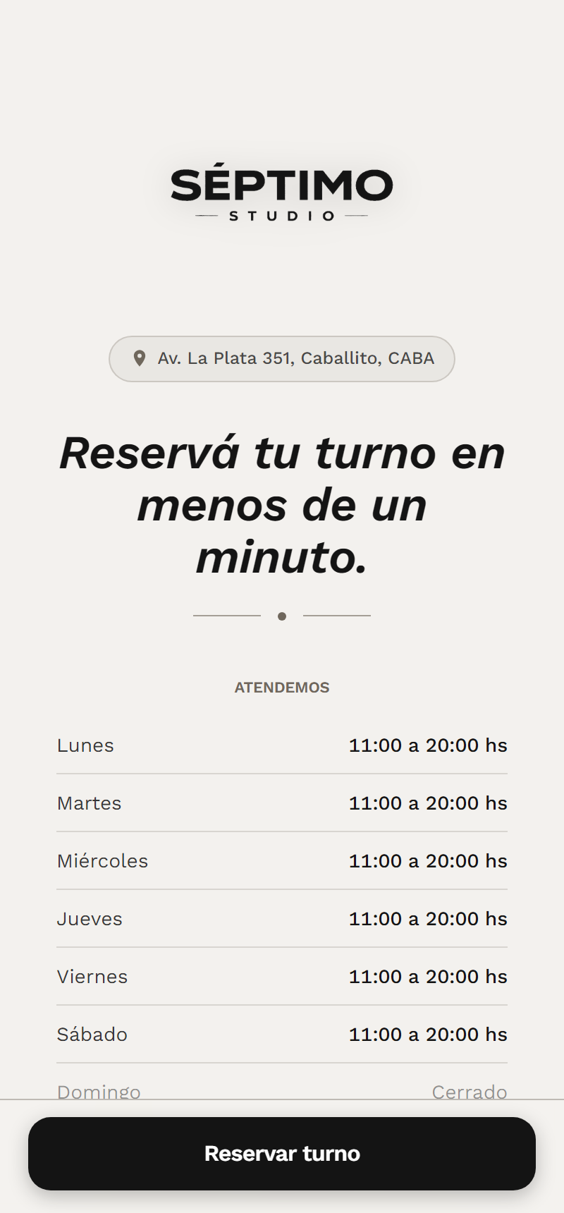 Reserva en vivo en Séptimo Studio (barbería)